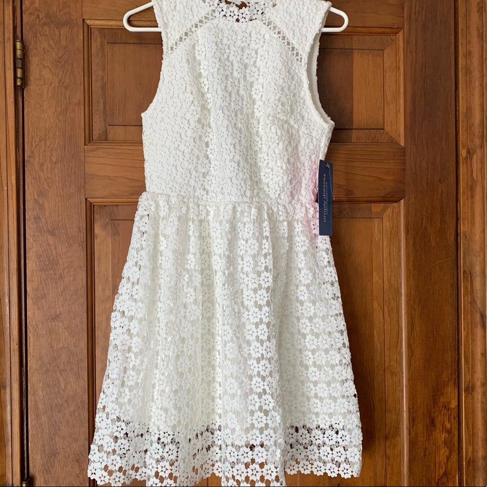 Simply Dresses White Crochet Flower Dress